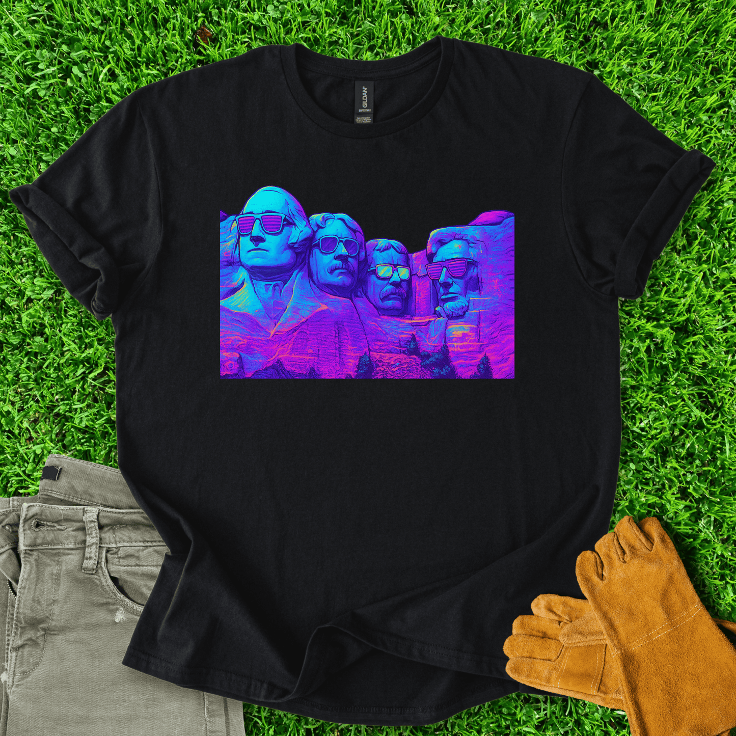 Vaporwave Mount Rushmore Men's T-Shirt