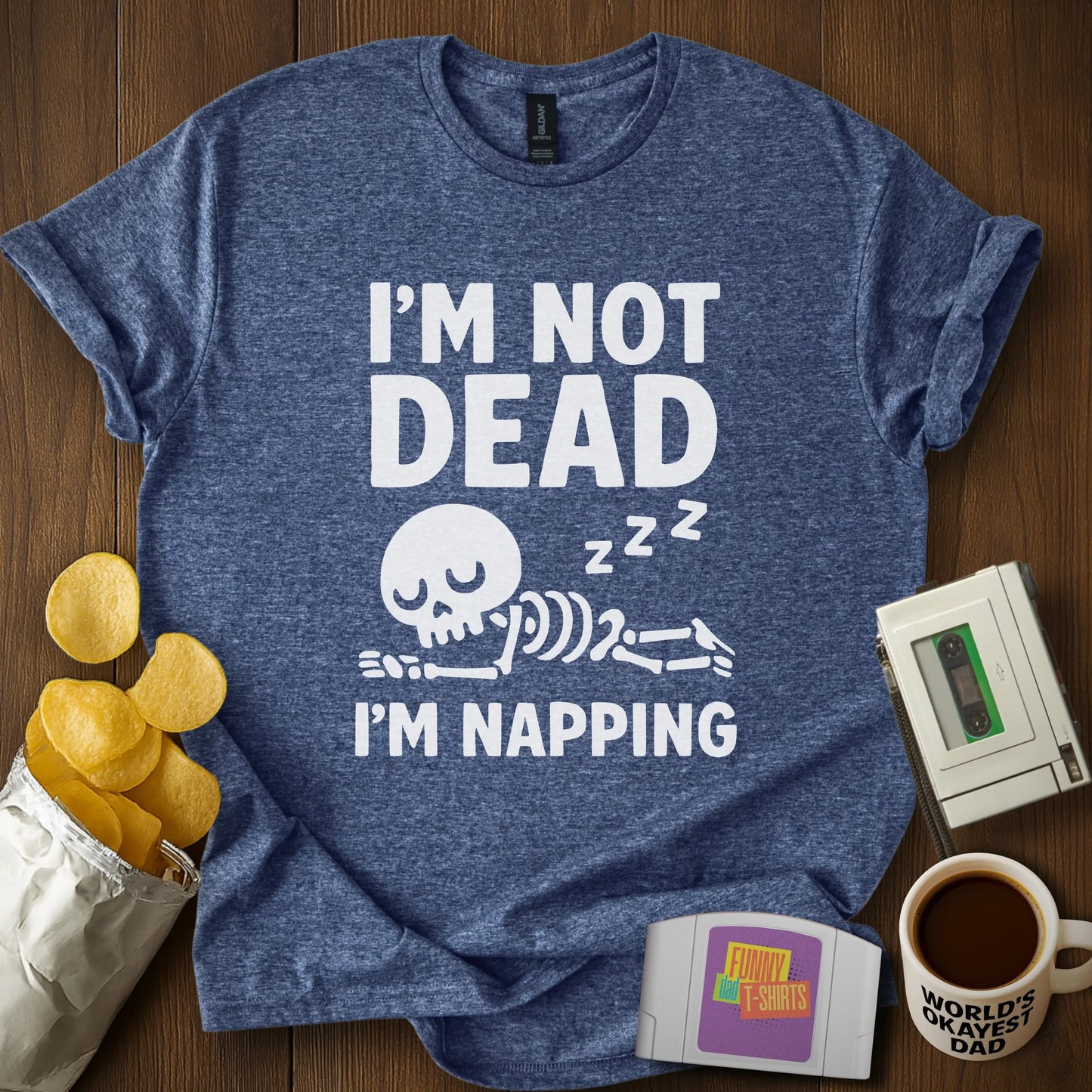 "I'm Not Dead, I'm Napping" Funny Skeleton T-Shirt