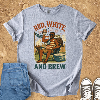 "Red, White, and Brew" Patriotic Vintage T-Shirt