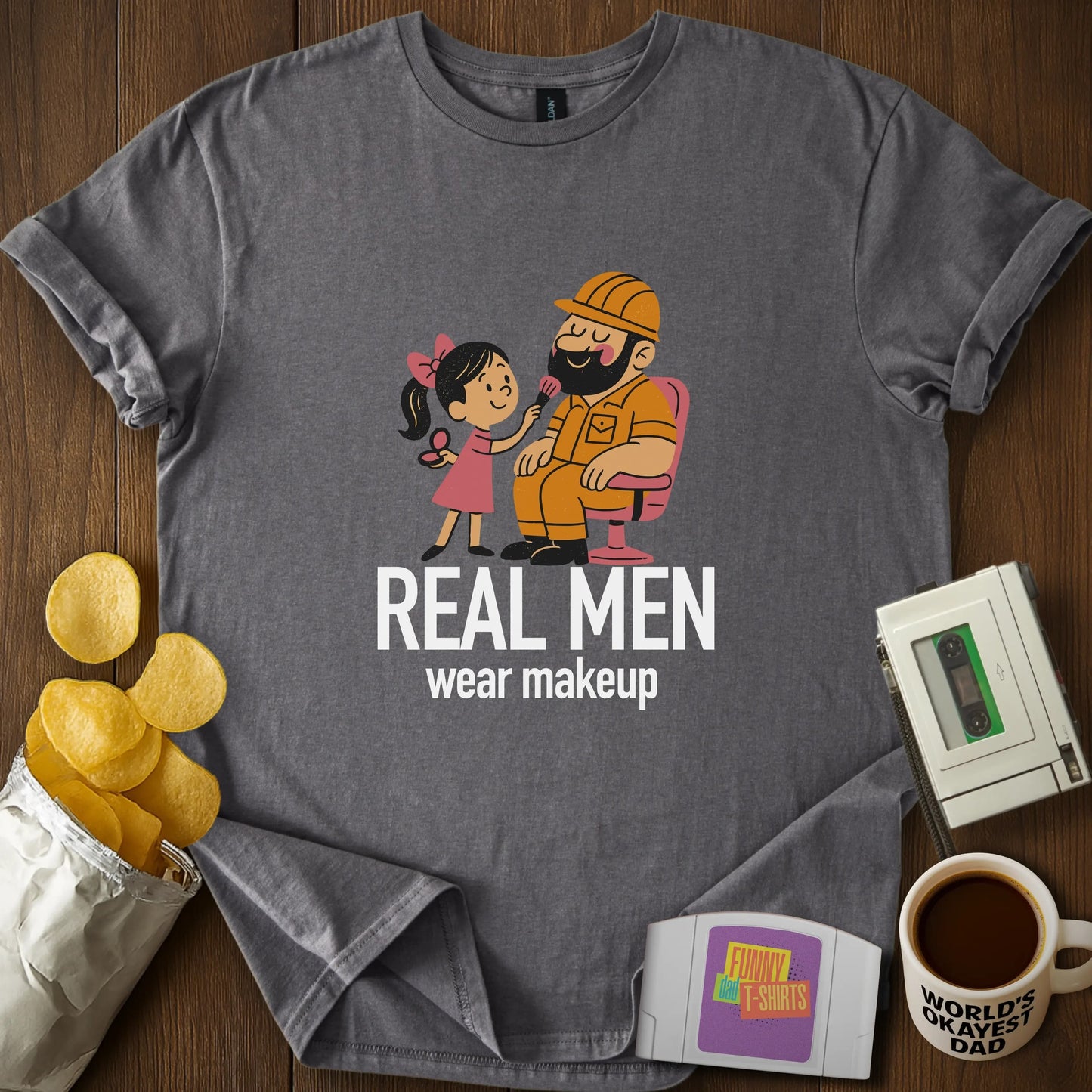 "Real Men Wear Makeup" Girl Dad T-Shirt