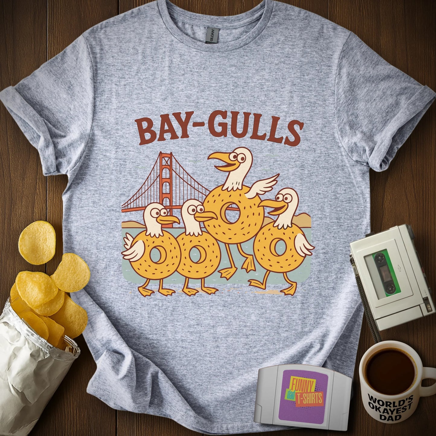 "Bay-Gulls" Dad Joke T-Shirt